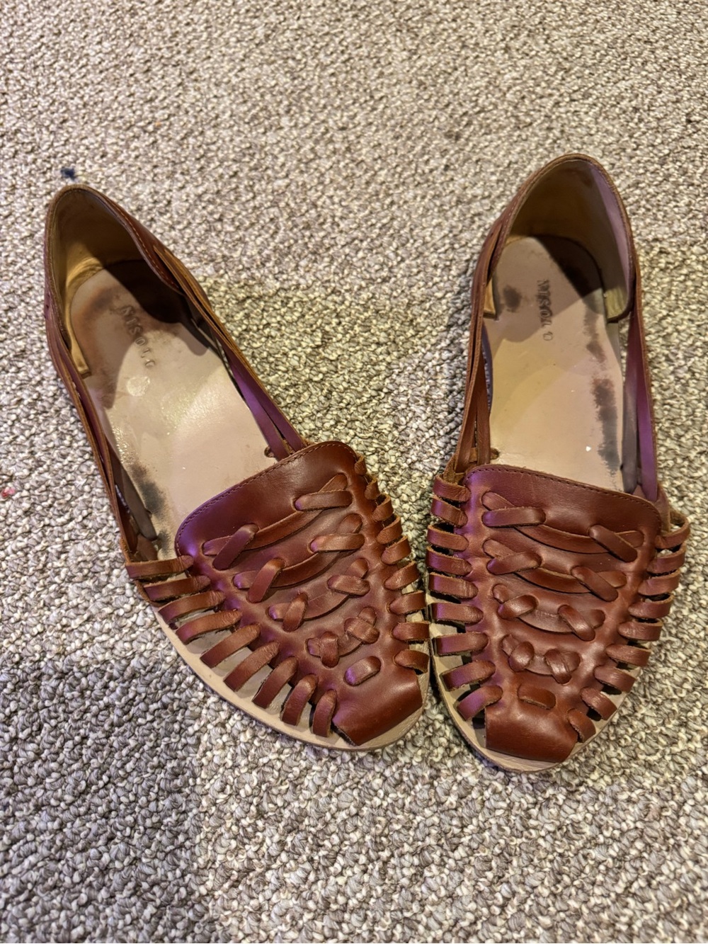 Nislo Brown Woven Leather Women's Flats